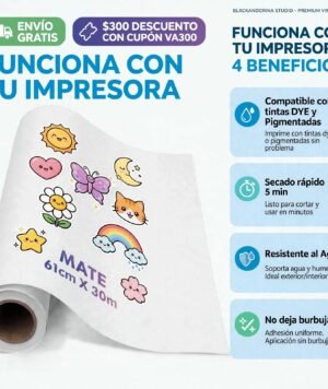 rollo de vinil adhesivo mate para impresoras inkjet