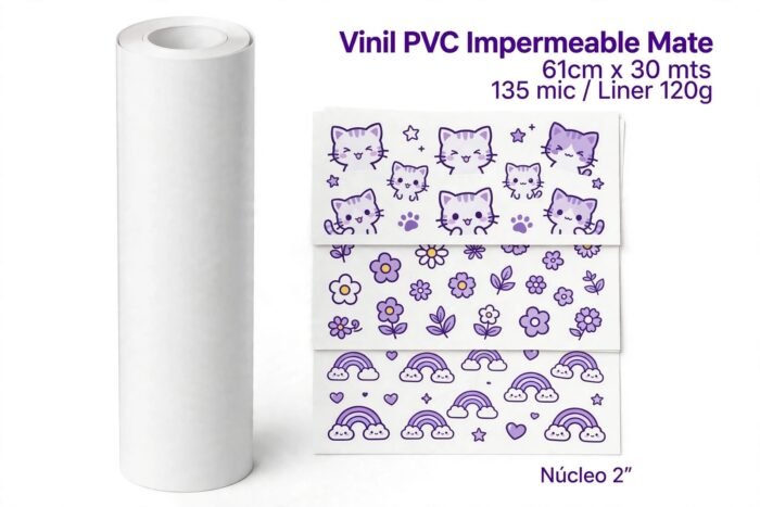 Rollo de vinil adhesivo imprimible blanco mate